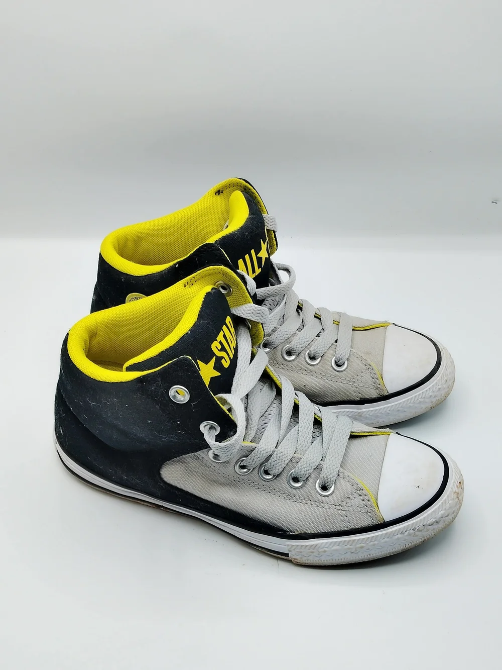 Converse Junior High-Top Sneakers in Black, Gray and Yellow